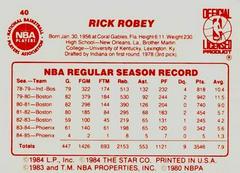 Back Side | Rick Robey Basketball Cards 1986 Star