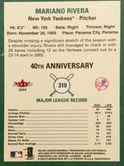 Rear | Mariano Rivera Baseball Cards 2002 Fleer Tradition