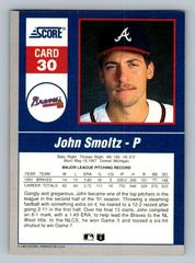 Back | John Smoltz Baseball Cards 1992 Score Impact Players