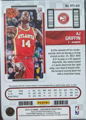 Card Back | AJ Griffin Basketball Cards 2022 Panini Contenders Rookie Ticket Swatches