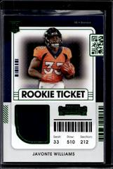 Javonte Williams [Green Variation] Football Cards 2021 Panini Contenders Rookie Ticket Swatches Prices