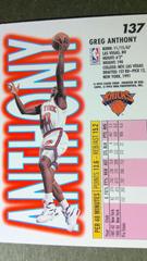Greg Anthony Rear | Greg Anthony Basketball Cards 1993 Fleer