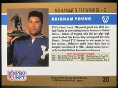 Back | Mohammed Elewonibi [No Drafted Stripe] Football Cards 1990 Pro Set