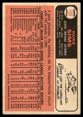 Back | Duke Sims Baseball Cards 1966 Topps