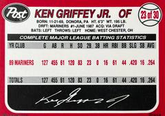 Card Back | Ken Griffey Jr. Baseball Cards 1990 Post Cereal
