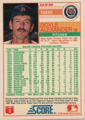 Doyle Has A Tremendous Stats From 71-88 | Doyle Alexander Baseball Cards 1988 Score