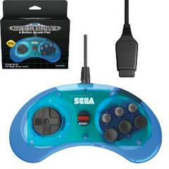 European Release | Retro-Bit Sega 6 Button Arcade Pad [Clear Blue] Sega Genesis