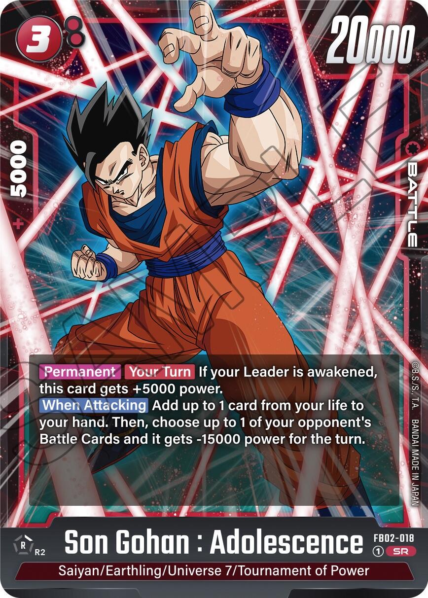 Son Gohan : Adolescence [Holo] FB02-018 Dragon Ball Fusion World Blazing Aura