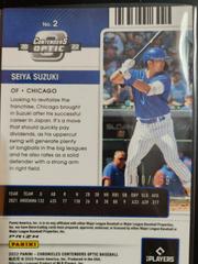 Back | Seiya Suzuki [Ruby Wave] Baseball Cards 2022 Panini Chronicles Contenders Optic