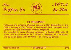 Card Back | Ken Griffey Jr. [No. 1 Prospect] Baseball Cards 1990 Star Nova Edition