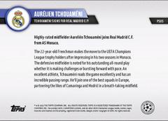 Back | Aurelien Tchouameni Soccer Cards 2022 Topps Now UEFA Champions League Preseason