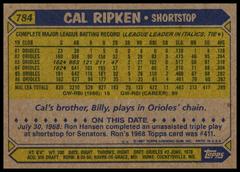Back Of Card | Cal Ripken Jr. Baseball Cards 1987 Topps