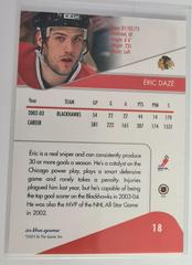 Backside | Éric Dazé Hockey Cards 2003 ITG Toronto Star