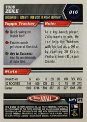 Rear | Todd Zeile Baseball Cards 2003 Topps Total