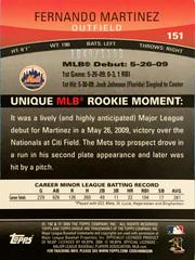 Rear | Fernando Martinez [Premier] Baseball Cards 2009 Topps Unique