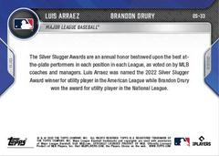 Back | Luis Arraez, Brandon Drury Baseball Cards 2022 Topps Now Off Season