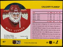 Back | Mike Vernon Hockey Cards 1990 Pro Set