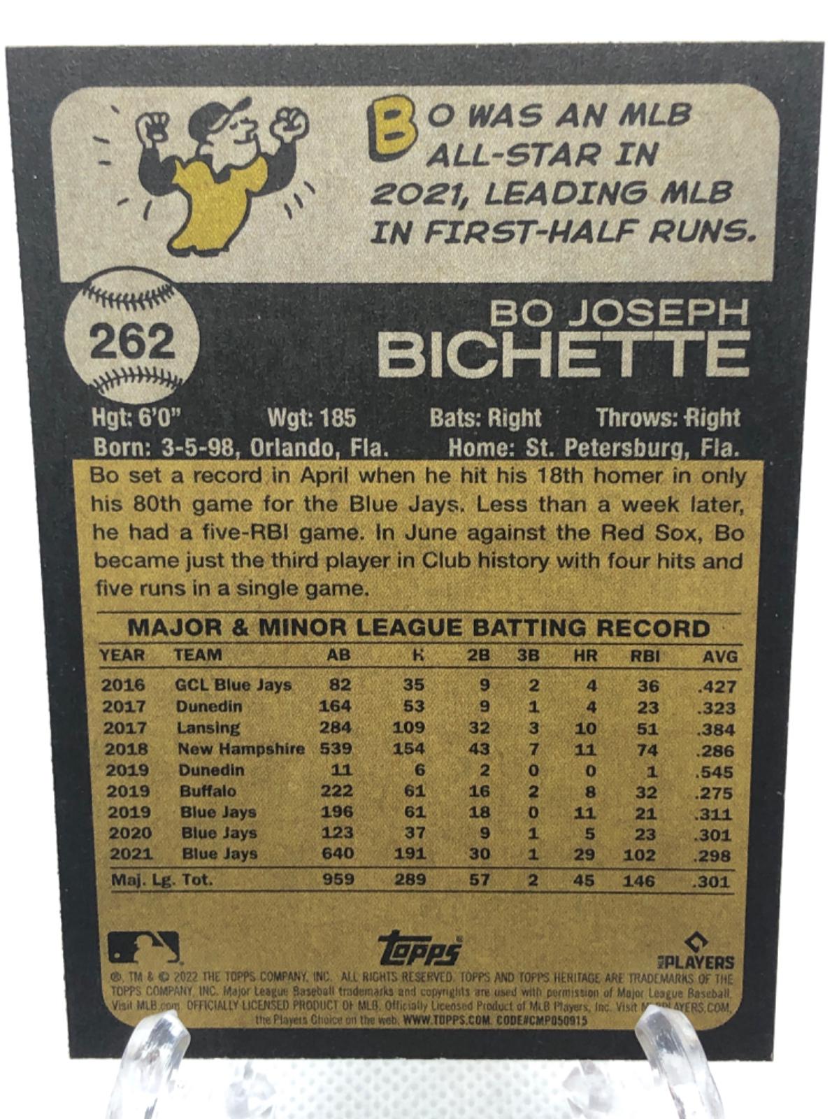 Bo Bichette #262 Prices | 2022 Topps Heritage | Baseball Cards