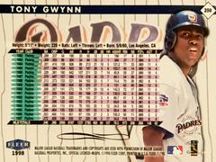 Rear | Tony Gwynn Baseball Cards 1998 Fleer Tradition