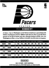 Back Of Card | Roy Hibbert Basketball Cards 2014 Panini Hoops