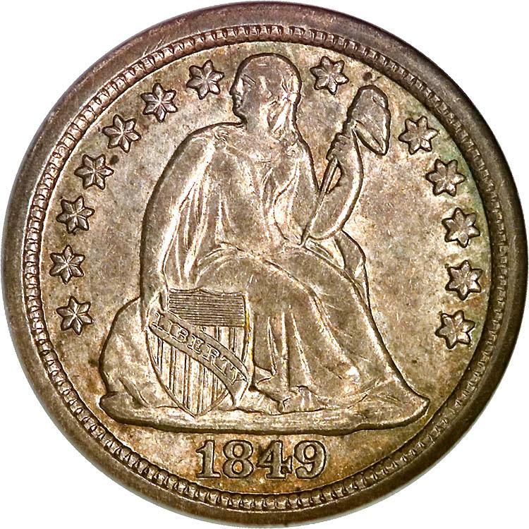 1849 O Coins Seated Liberty Dime