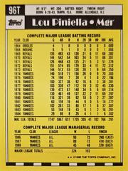 Rear | Lou Piniella Baseball Cards 1990 Topps Traded Tiffany