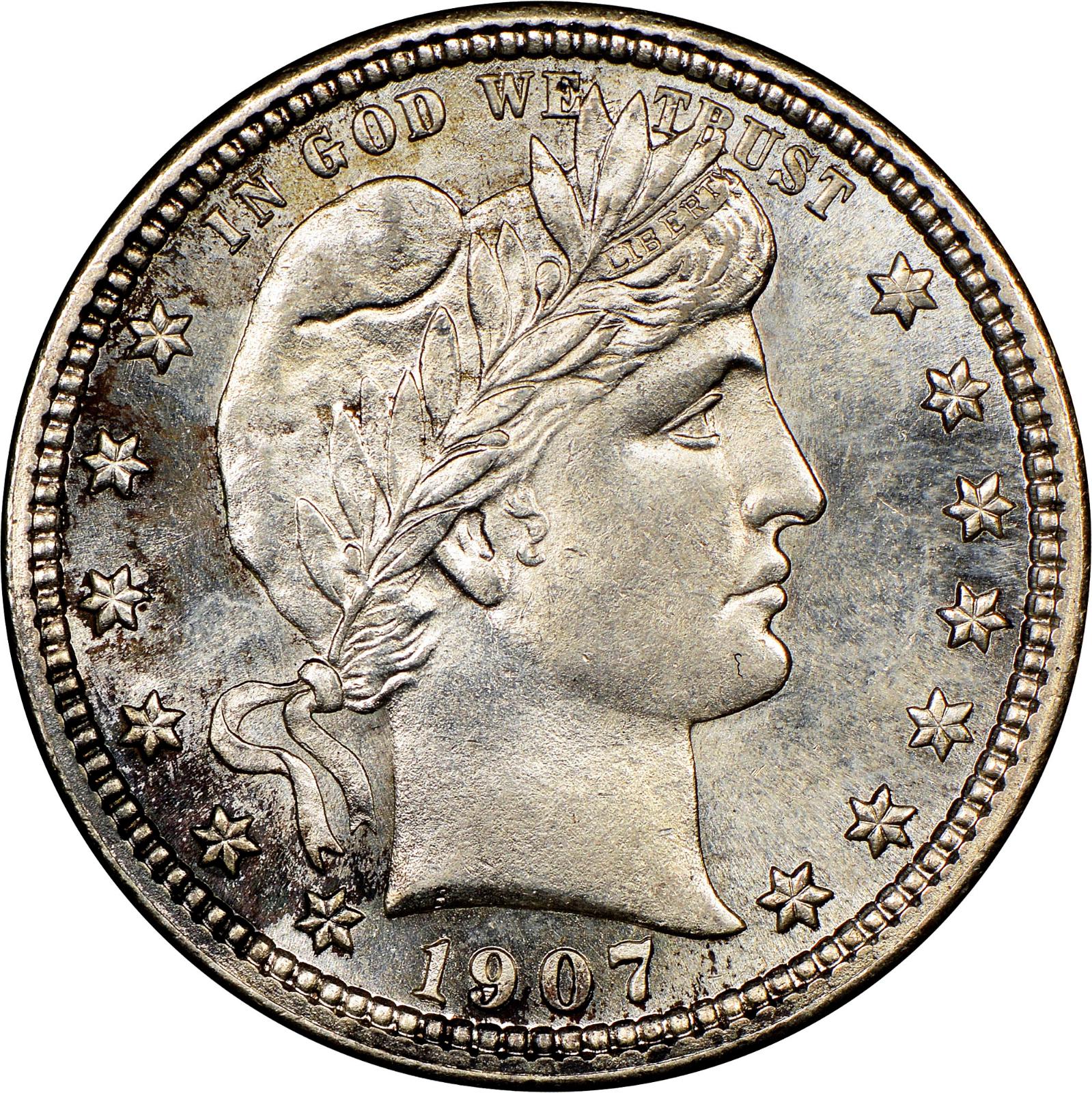 1907 Coins Barber Quarter