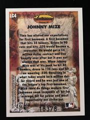 Back | Johnny Mize Baseball Cards 1993 Ted Williams Co. Locklear Collection