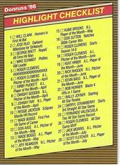 Checklist #1-56 #56 Baseball Cards 1986 Donruss Highlights Prices
