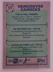 Backside | Vancouver Canucks Hockey Cards 1990 Topps