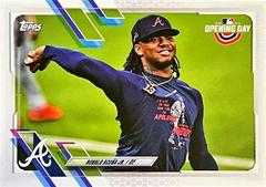 Ronald Acuna Jr. [SP Variation] #150 Baseball Cards 2021 Topps Opening Day Prices
