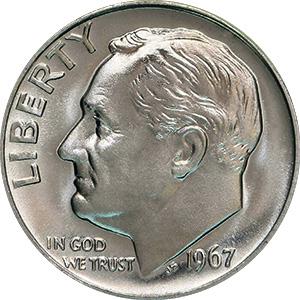 1967 Coins Roosevelt Dime