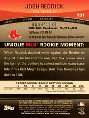 Rear | Josh Reddick Baseball Cards 2009 Topps Unique