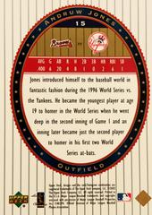 Rear | Andruw Jones Baseball Cards 2002 Upper Deck World Series Heroes