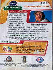 Back | Alex Rodriguez Baseball Cards 2006 Upper Deck Sunkist