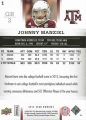 Card Back | Johnny Manziel Football Cards 2014 Upper Deck Star Rookies
