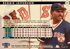 Rear | Reggie Jefferson Baseball Cards 1998 Fleer Tradition
