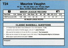 Back | Maurice Vaughn Baseball Cards 1991 Classic