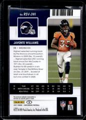 Back | Javonte Williams [Green Variation] Football Cards 2021 Panini Contenders Rookie Ticket Swatches