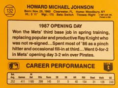 Rear | Howard Johnson Baseball Cards 1987 Donruss Opening Day