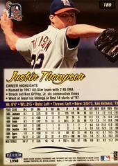 Rear | Justin Thompson Baseball Cards 1998 Ultra