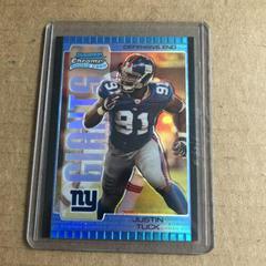Justin Tuck [Blue Refractor] #154 Football Cards 2005 Bowman Chrome Prices