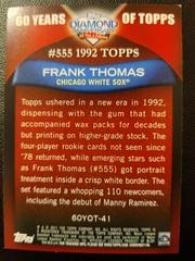 Card Back | Frank Thomas Baseball Cards 2011 Topps 60 Years of Topps