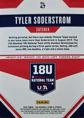 Rear | Tyler Soderstrom [Longevity] Baseball Cards 2020 Panini Stars & Stripes USA