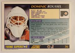 Back Of Card | Dominic Roussel Hockey Cards 1992 Score Young Superstars