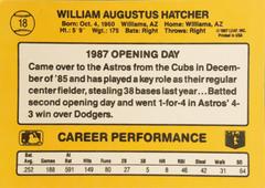 Rear | Billy Hatcher Baseball Cards 1987 Donruss Opening Day