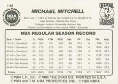 Back Side | Mike Mitchell Basketball Cards 1986 Star