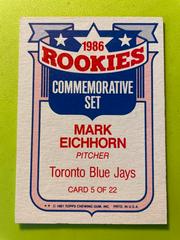 Back Of Card | Mark Eichhorn Baseball Cards 1987 Topps Glossy Rookies