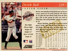 Rear | Derek Bell [Gold Rush] Baseball Cards 1994 Score