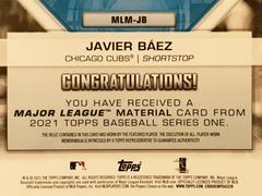 Rear | Javier Baez Baseball Cards 2021 Topps Major League Material Relics